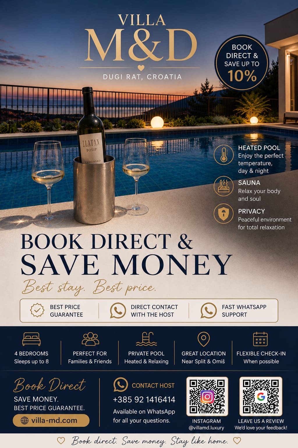 Villa M&D — book direct & save 10%