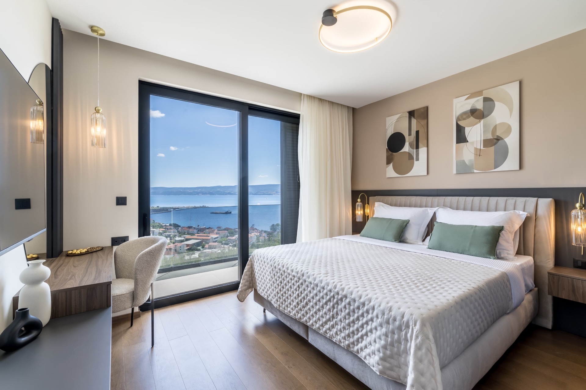 Sea-view bedroom with king bed
