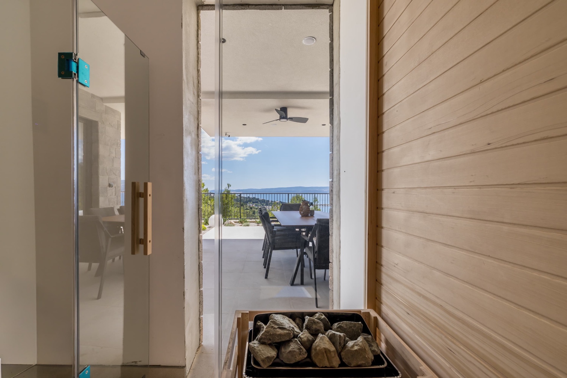 Private sauna with sea view