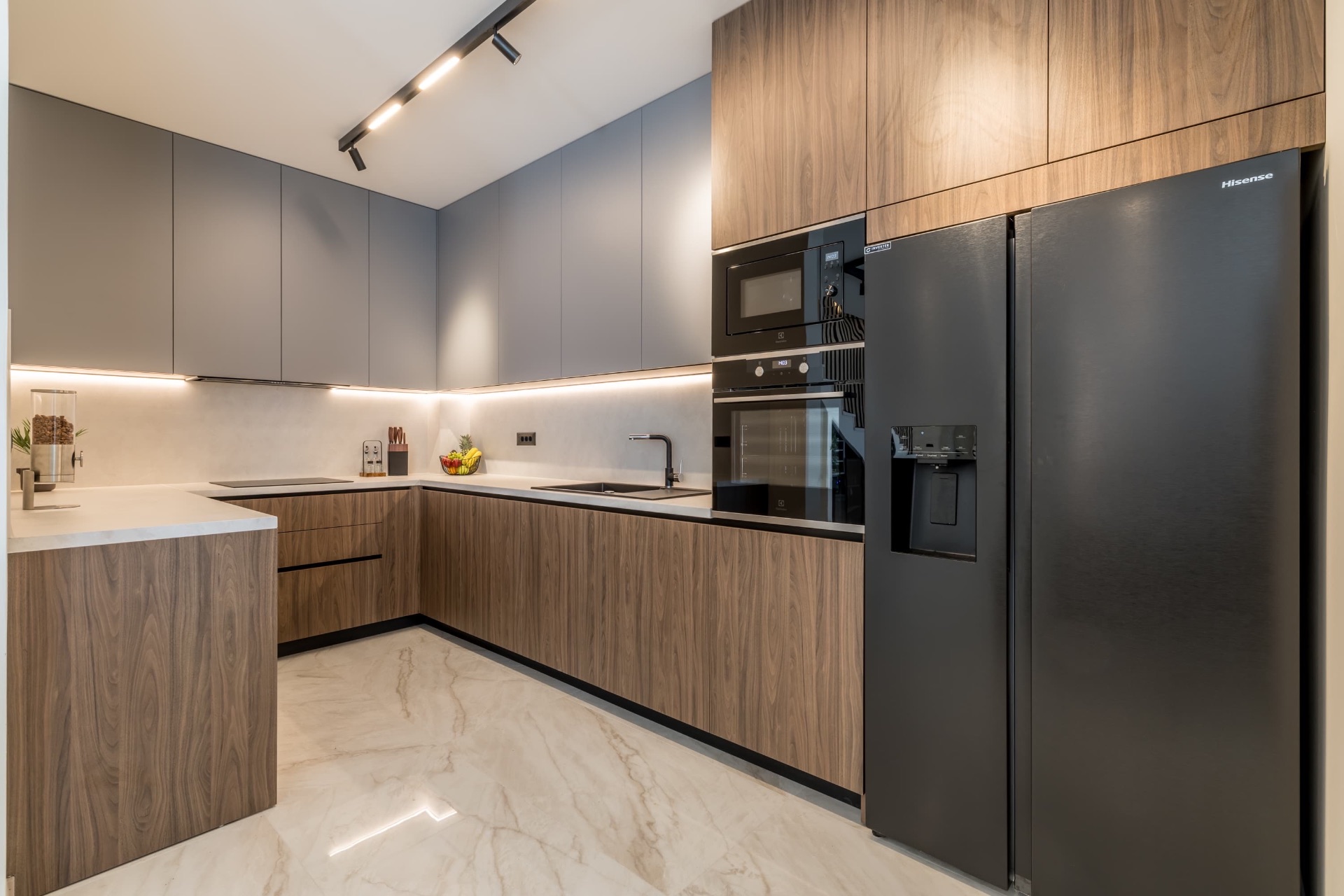 Modern kitchen with walnut cabinetry